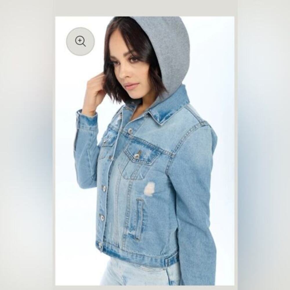 NEW CI SONO DENIM BLUE JEAN REMOVABLE HOOD JACKET SZ XL